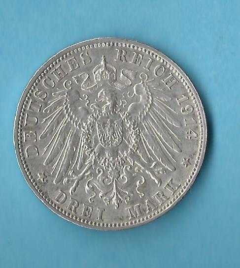  Kaiserreich 3 Mark Bayern Ludwig III 1914 vz Münzenankauf Koblenz Frank Maurer AC76   