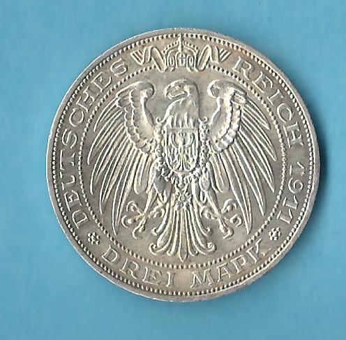  Kaiserreich 3 Mark Preussen Uni Breslau 1911 vz Münzenankauf Koblenz Frank Maurer AC92   