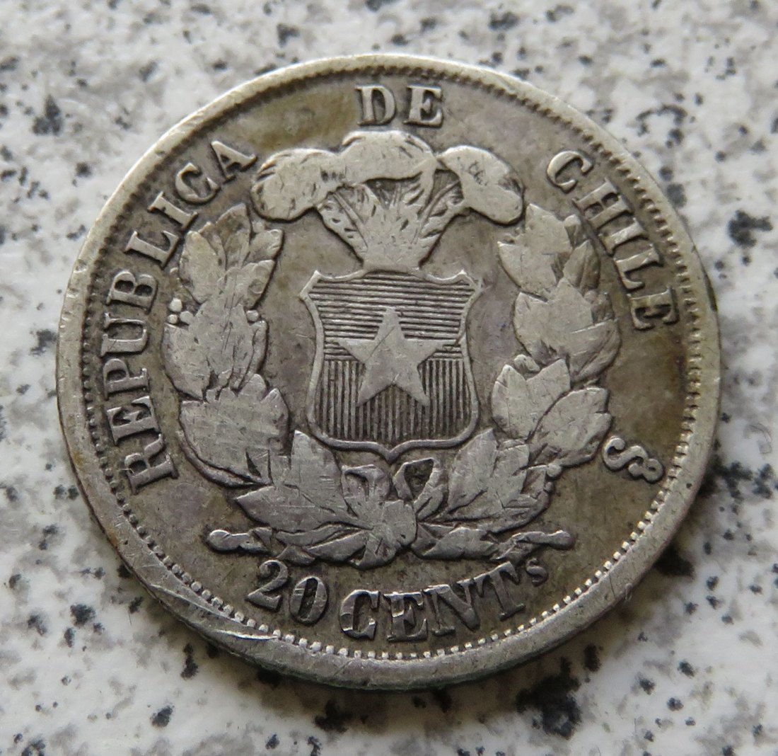  Chile 20 Centavos 1866   