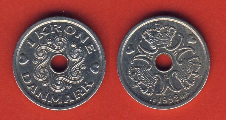  Dänemark 1 Krone 1992   