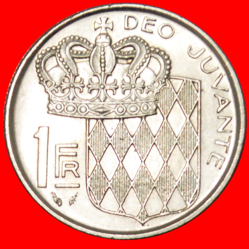 * FRANCE (1960-1995): MONACO ★ 1 FRANC 1982 SHIELD! RAINIER III 1949-2005★LOW START ★ NO RESERVE!