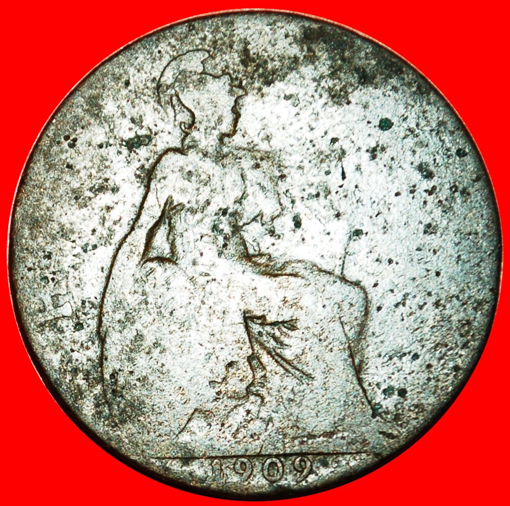  * HERRIN DER SEEN: GROSSBRITANNIEN ★ HALBER PENNY 1909! EDUARD VII. (1902-1910) OHNE VORBEHALT!   