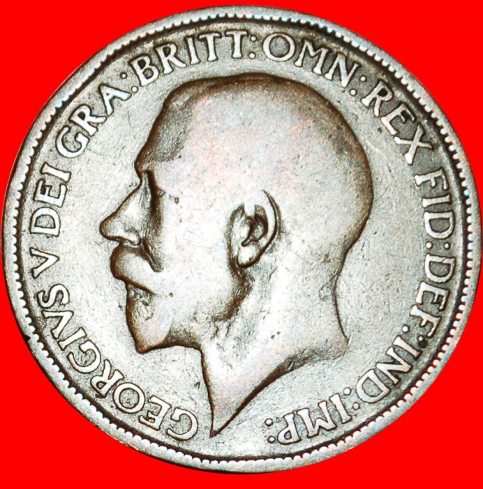  * HERRIN DER SEEN: GROSSBRITANNIEN ★ HALBER PENNY 1919! GEORG V. (1911-1936) OHNE VORBEHALT!   