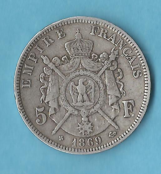  Frankreich 5 Francs 1868 Napoleon III ca.25 Gramm Münzenankauf Koblenz Frank Maurer AC212   