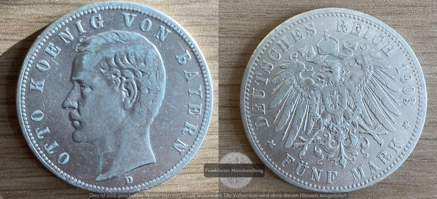  Deutsches Kaiserreich Bayern,   5 Mark  1903 D  FM-Frankfurt Feinsilber: 25g   