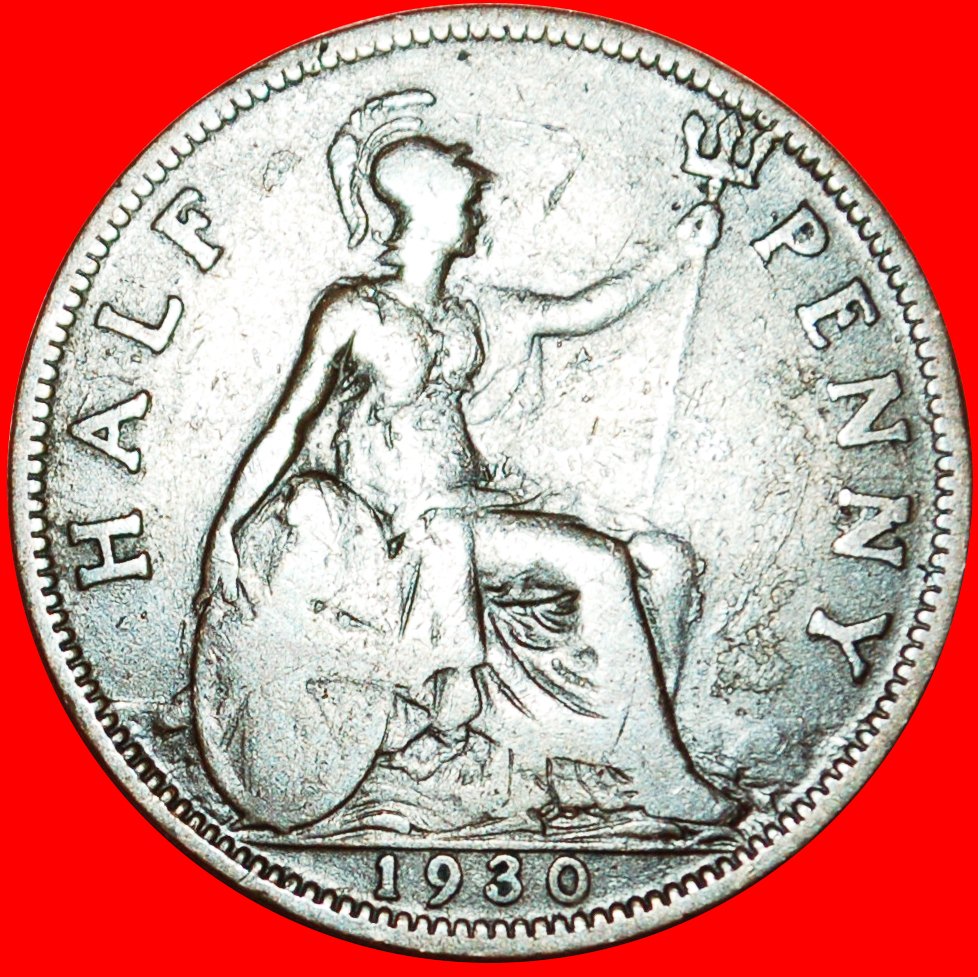  * HERRIN DER SEEN: GROSSBRITANNIEN ★ HALBER PENNY 1930! GEORG V. (1911-1936) OHNE VORBEHALT!   