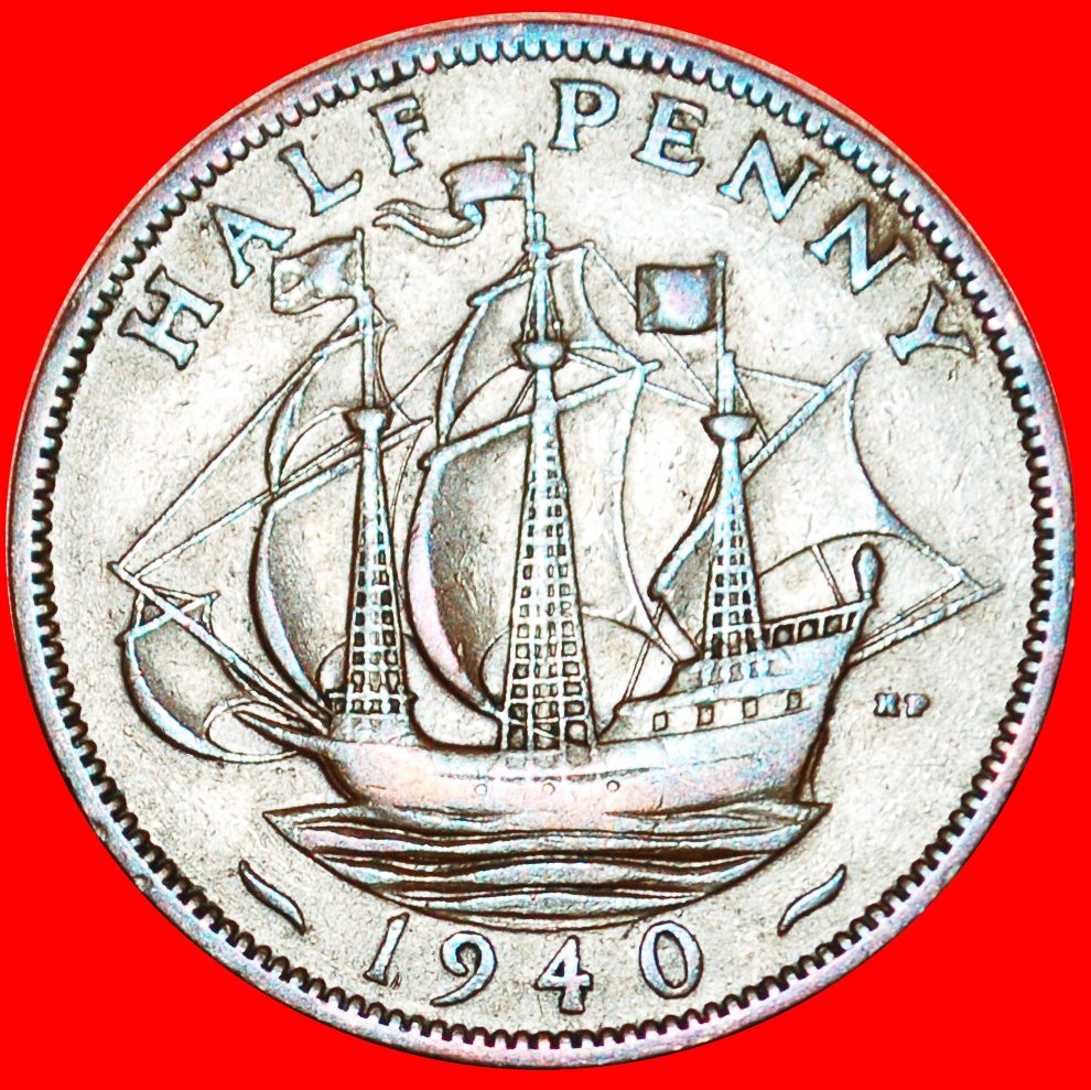 * SHIP (1937-1970): GREAT BRITAIN ★ HALF PENNY 1940! GEORGE VI (1937-1952) ★LOW START ★ NO RESERVE!