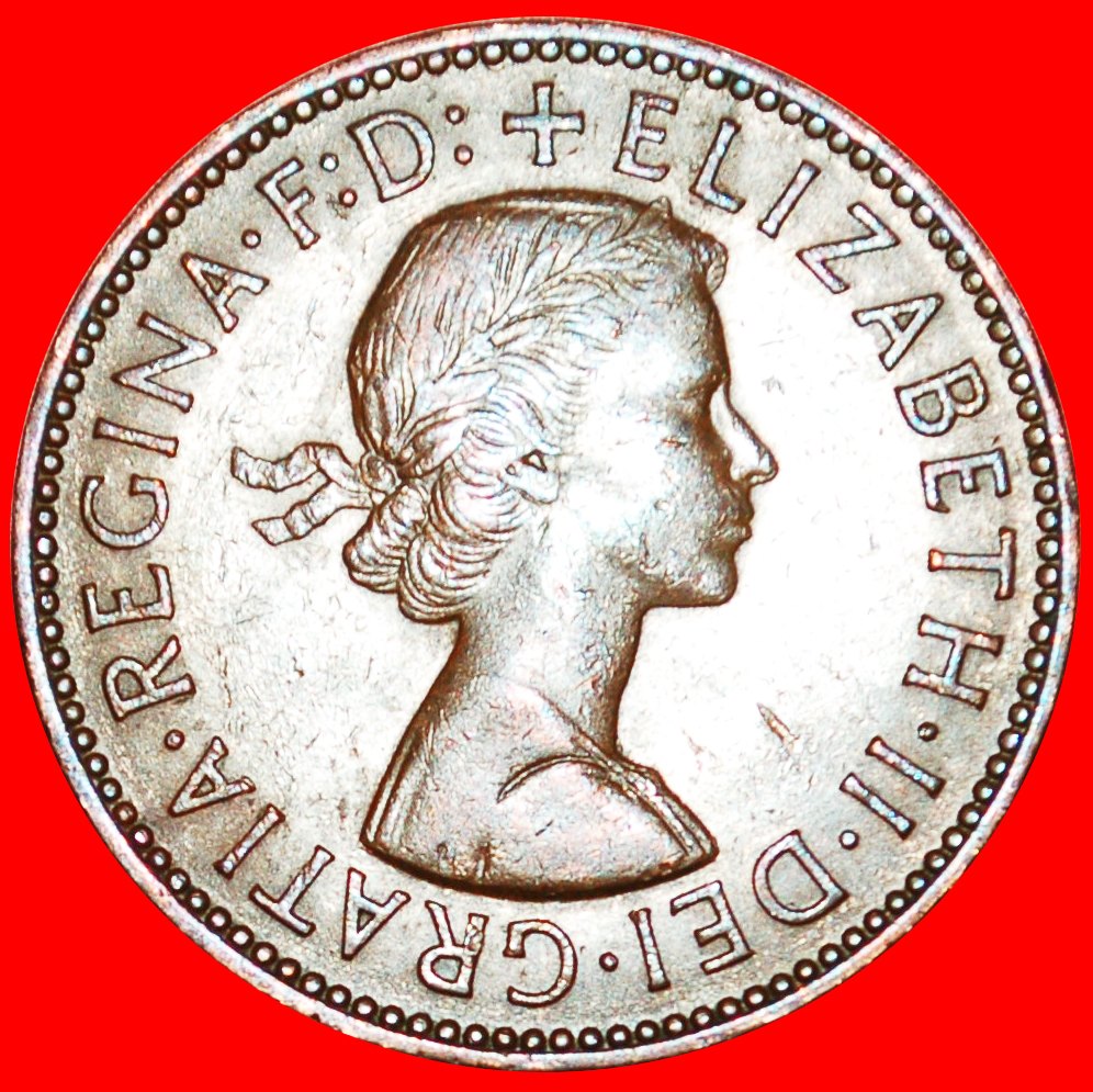  * SCHIFF (1937-1970): GROSSBRITANNIEN ★ HALBER PENNY 1960! ELISABETH II. (1953-2022) OHNE VORBEHALT!   