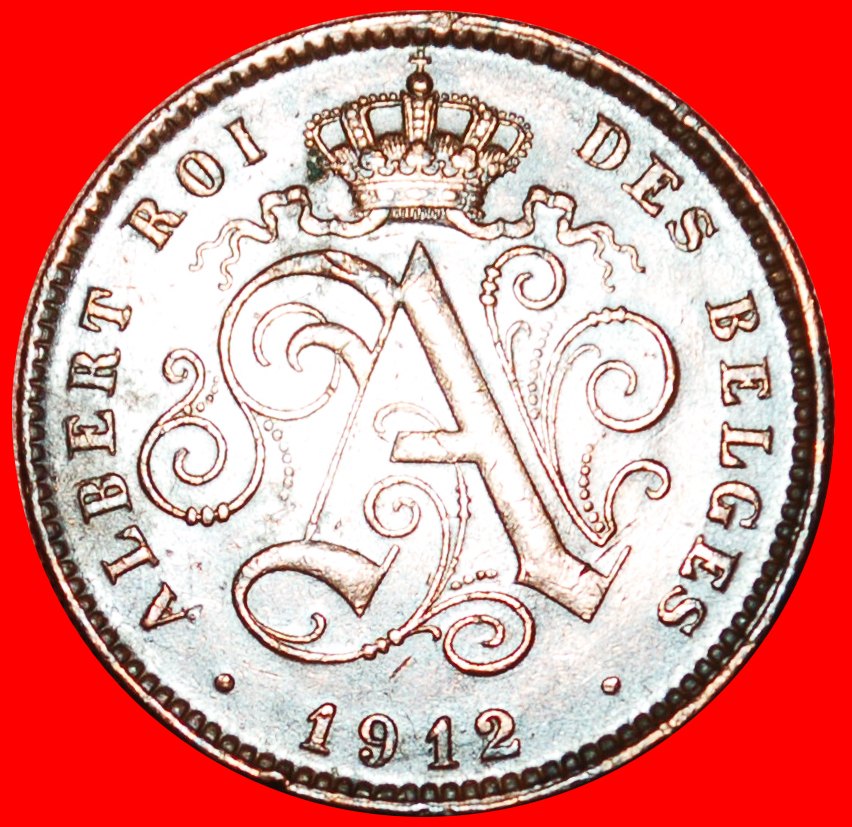 * 1831 FRANZÖSISCHE LEGENDE (1911-1919): BELGIEN★2 CENTIME 1912! ALBERT I. 1909-1934 OHNE VORBEHALT!