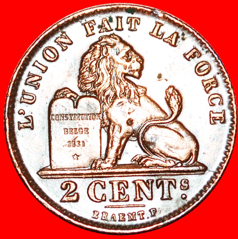  * 1831 FRENCH LEGEND (1911-1919):BELGIUM★2 CENTIMES 1912! ALBERT I 1909-1934★LOW START ★ NO RESERVE!   