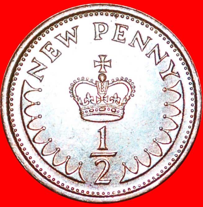  * KRONE (1971-1984): GROSSBRITANNIEN★HALBER NEUER PENNY 1976★ELISABETH II. 1953-2022★OHNE VORBEHALT!   