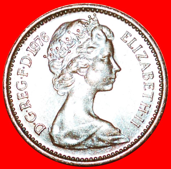  * KRONE (1971-1984): GROSSBRITANNIEN★HALBER NEUER PENNY 1976★ELISABETH II. 1953-2022★OHNE VORBEHALT!   