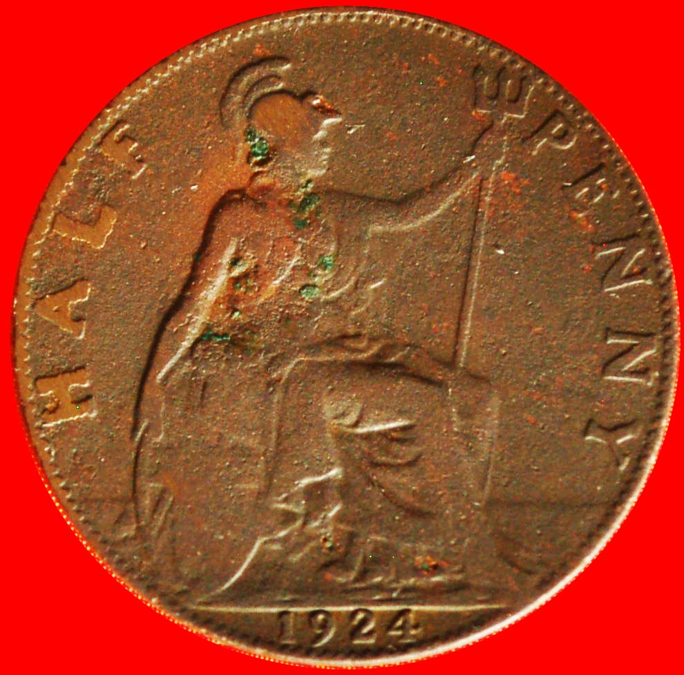* MISTRESS OF SEAS: UNITED KINGDOM ★ HALF PENNY 1924! GEORGE V (1911-1936) ★LOW START ★ NO RESERVE!