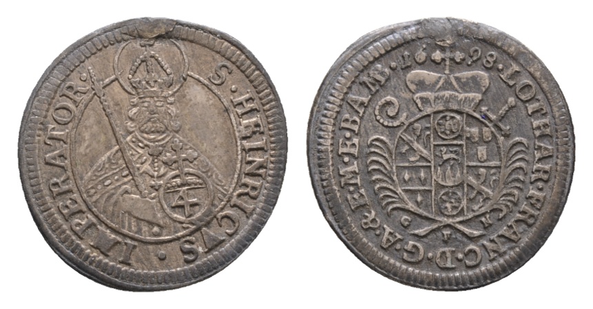  Altdeutschland; Kleinmünze 1698; Henkelspur   