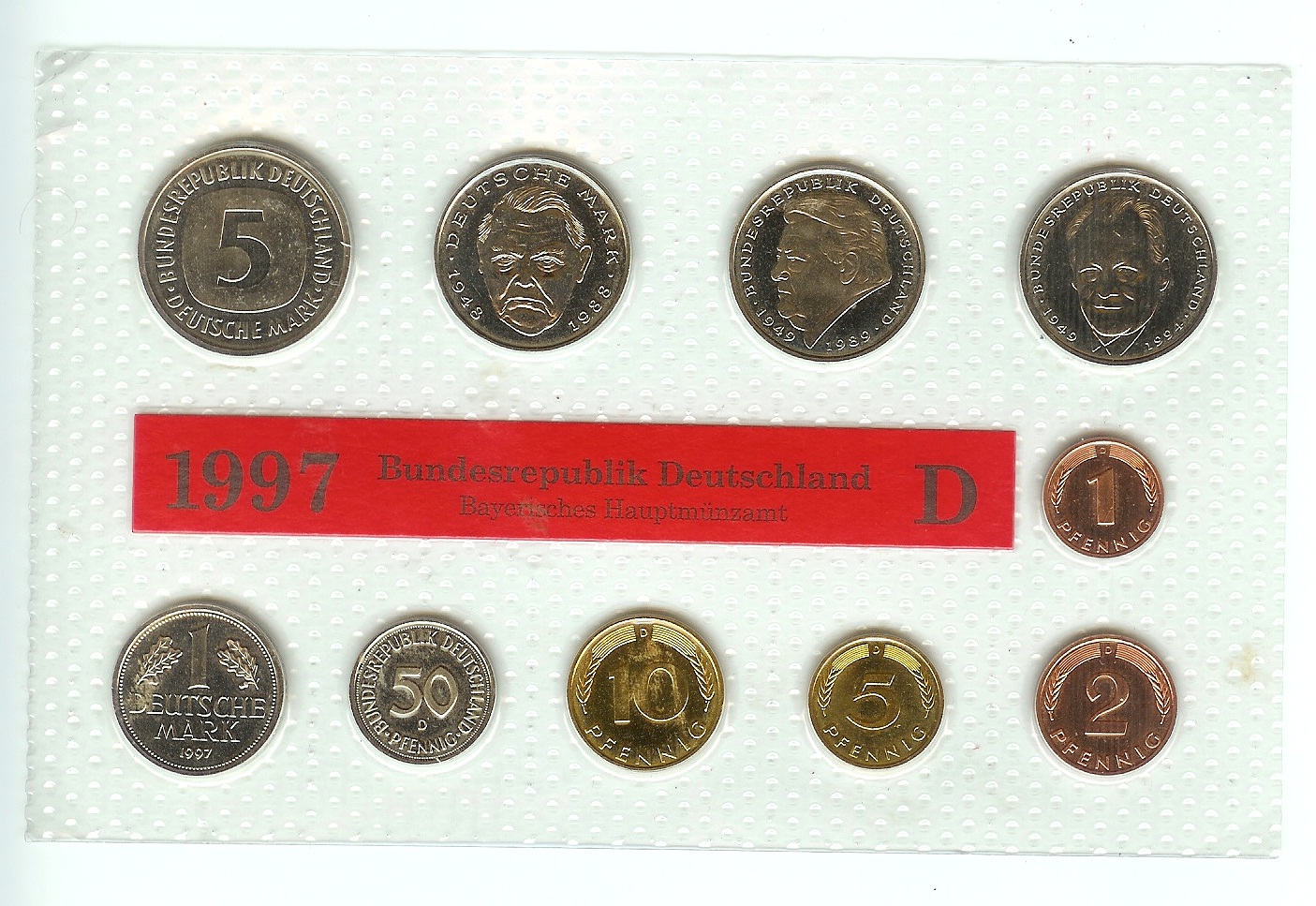  1997 D BRD KMS Kursmünzensatz ST Orginal Bad Homburg   