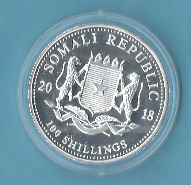  Somalia 100 S,2018 Elefant 1 OZ Neuware   Münzenankauf Koblenz Frank Maurer Al644   