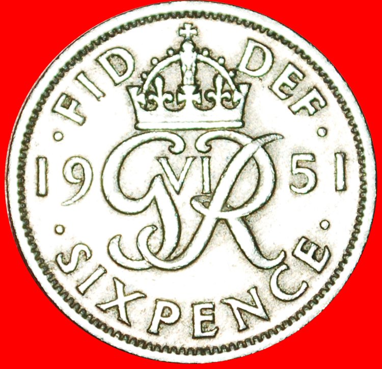 * MONOGRAM (1949-1952): GREAT BRITAIN ★ 6 PENCE 1951! GEORGE VI (1937-1952) ★LOW START ★ NO RESERVE!