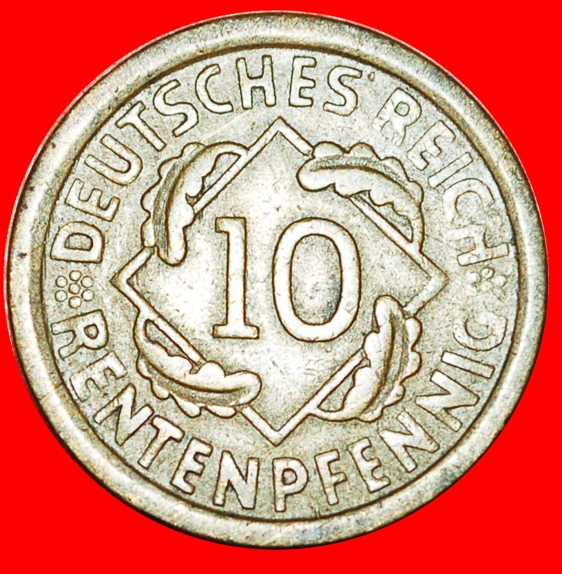  * WEIZENPYRAMIDE (1923-1925): DEUTSCHLAND ★ 10 RENTENPFENNIG 1924E SACHEN! ★OHNE VORBEHALT!   