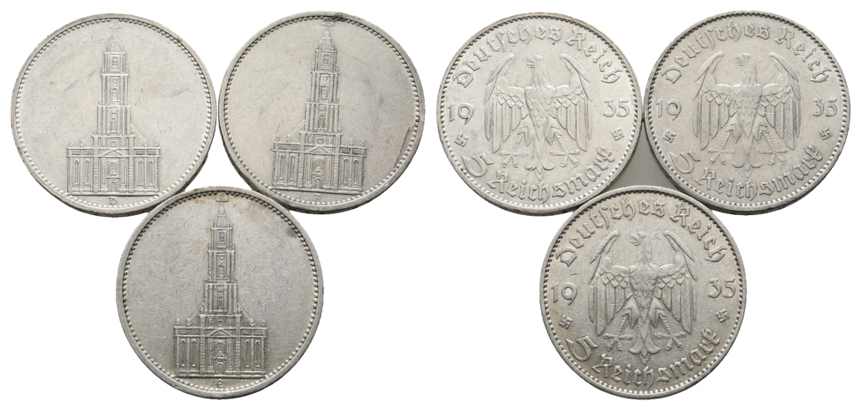  Deutsches Reich; 5 Mark (3 Stück) 1935   