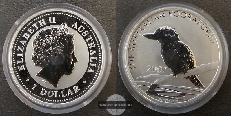  Australien  1 Dollar  2007  Kookaburra     FM-Frankfurt    Feinsilber: 31,1g   