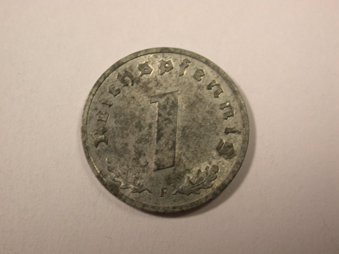 I5 3.Reich 1 Pfennig 1943 F in vz-st Originalbilder