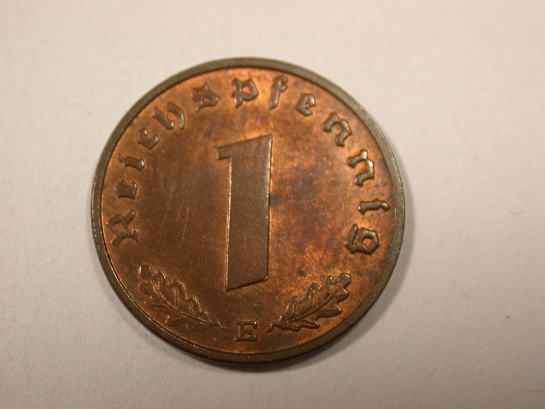 I5 3.Reich 1 Pfennig 1939 E in vzü/vz-st Originalbilder
