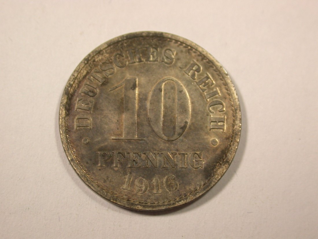  I5  KR  10 Pfennig 1916 G in vz-st   Originalbilder   