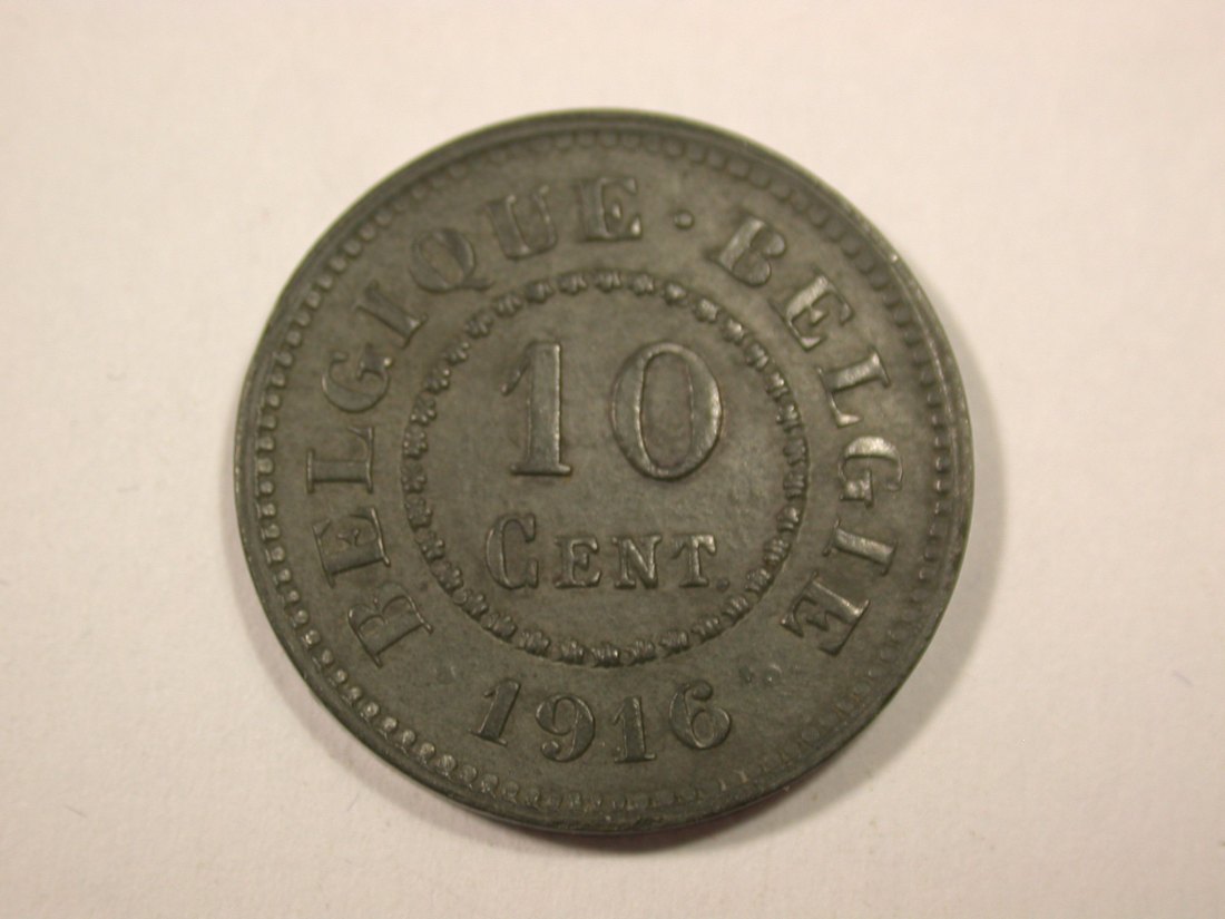 I5 WWI besetztes Belgien 10 Centimes 1916 in vz-st Originalbilder
