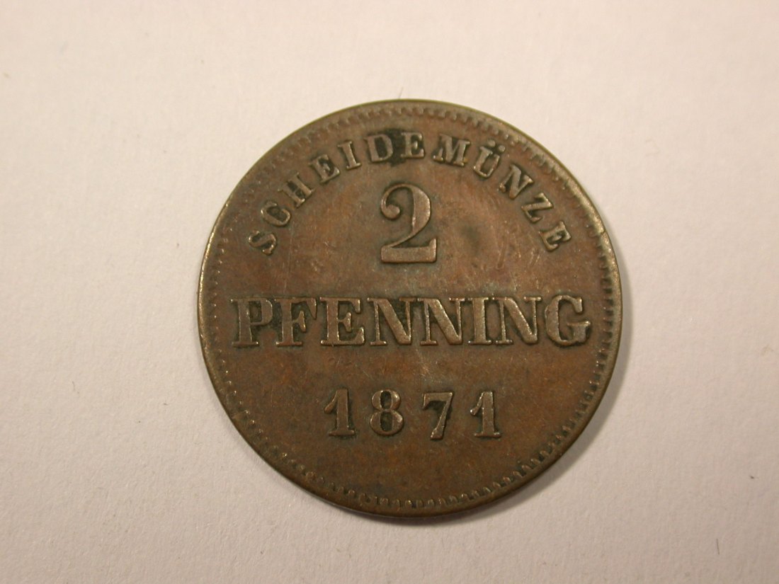 I5 Bayern 2 Pfennig 1871 in ss Originalbilder