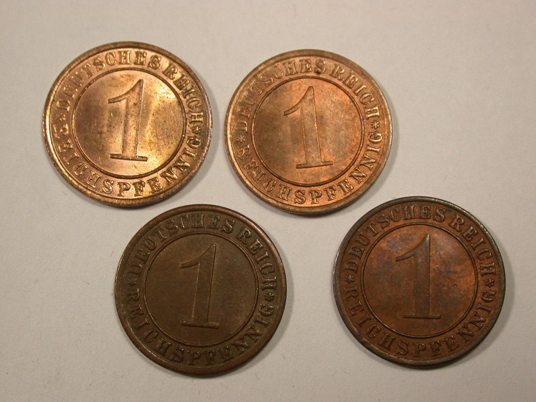 I5 Weimar Satz 1 Pfennig 4 Stück 1931-1934 A in vz-st bis f.St Originalbilder