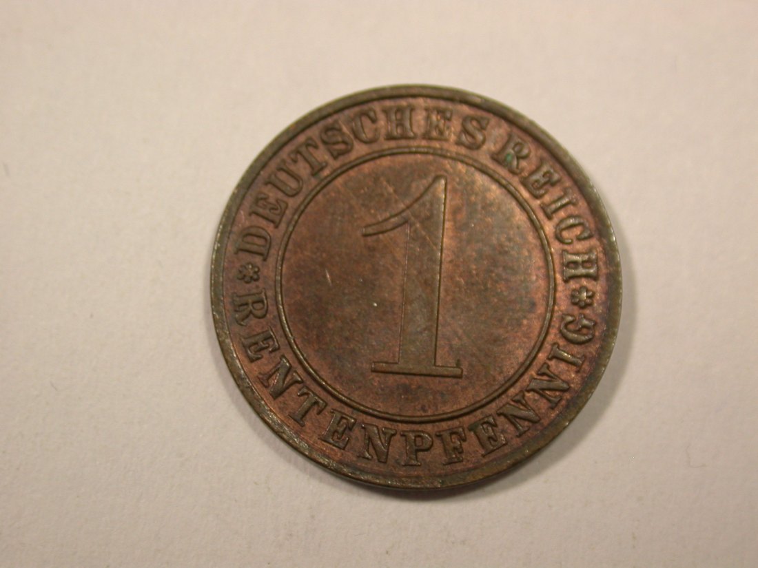 I5 Weimar 1 Rentenpfennig 1923 A in vz-st Originalbilder