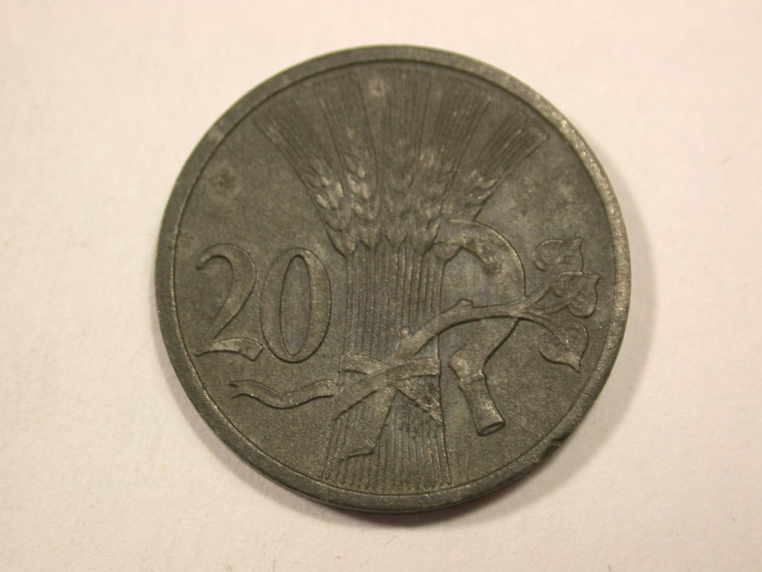 I5 Böhmen und Mähren 20 Heller 1943 in vz+/vz-st Originalbilder