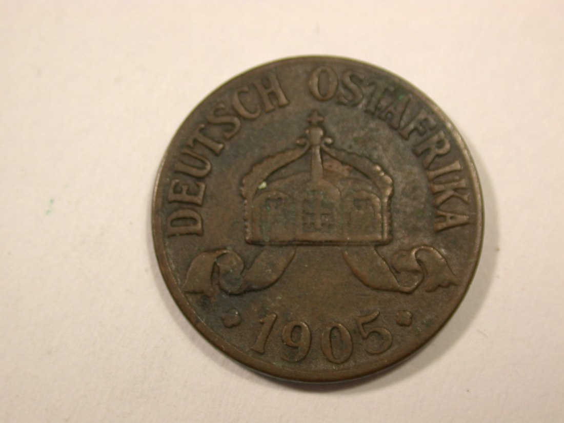  I5 Deutsch Ostafrika 1 Heller 1905 J in ss+   Originalbilder   