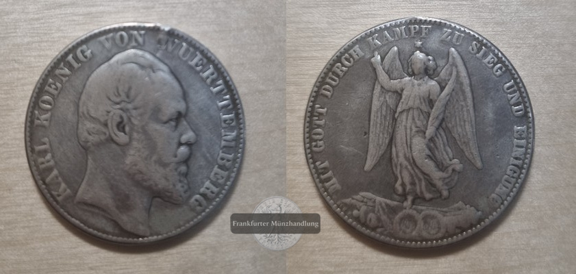  Deutsches Kaiser. Württemberg, Karl I.  1 Vereinsthaler 1871   FM-Frankfurt Feinsilber: 16,7g   