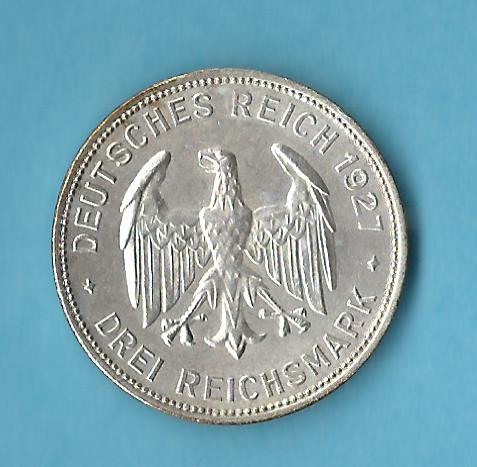  Weimar 3 Mark Tübingen 1927 F st Münzenankauf Koblenz Frank Maurer AC531   