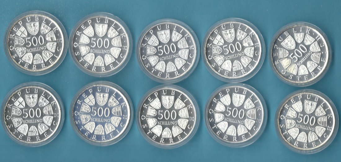  Österreich 10x500 Schilling PP Original verkapselt  Münzenankauf Koblenz Frank Maurer AC540   