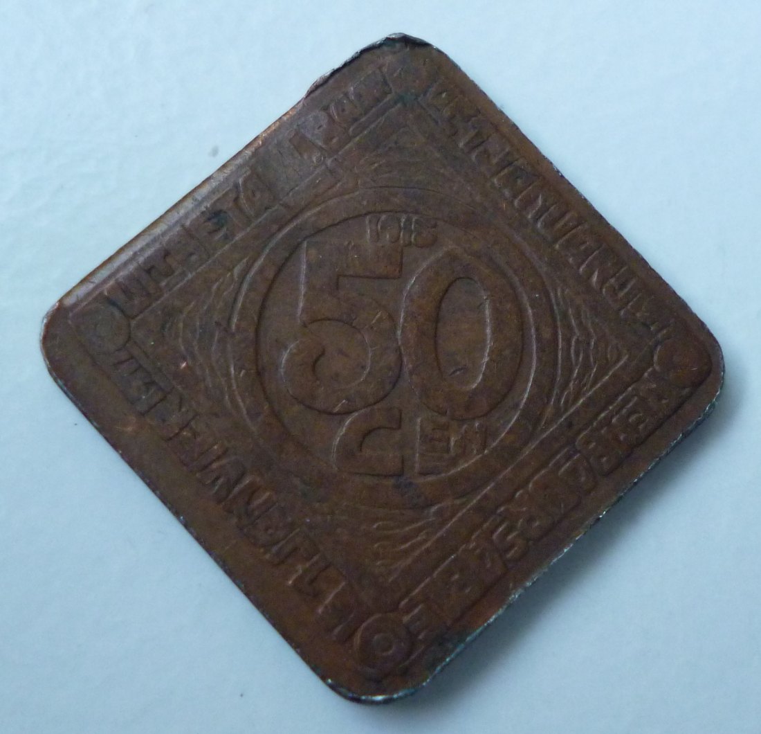  Belgien dt. Besetzung 50 Cent 1915 Stadt Gent Notmünze   