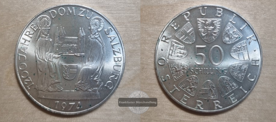  Österreich 50 Schilling 1974  FM-Frankfurt  Feingewicht: 12,8g Silber   