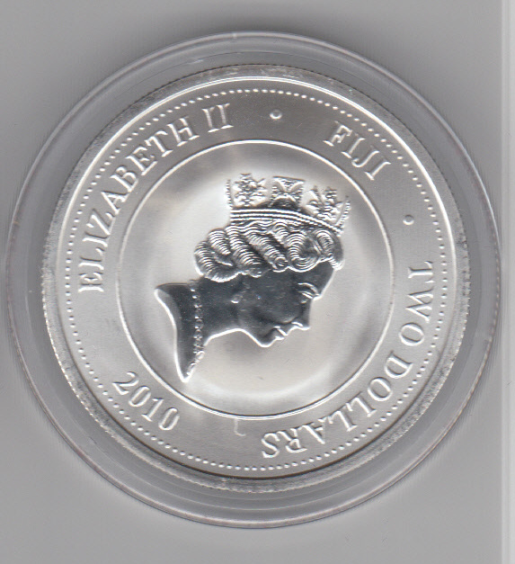  1 Unze oz 999 er Silber, 2 Dollar, Fiji Taku, Schildkröte, Turtle, Jahr 2010   
