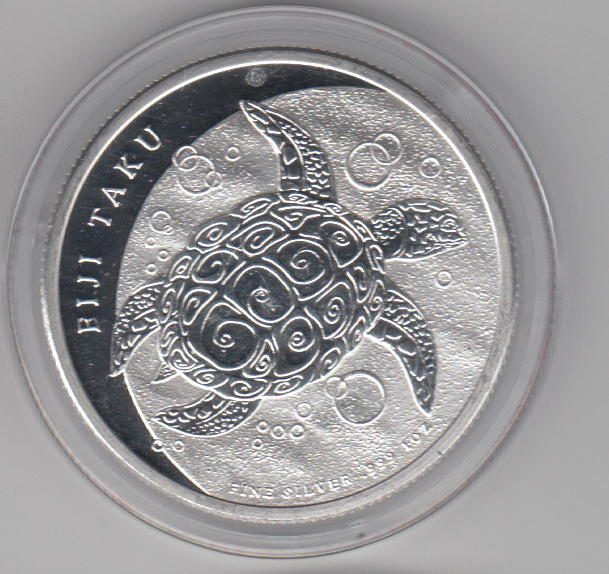 1 Unze oz 999 er Silber Fiji Taku, 2 Dollar, Schildkröte, Turtle, Jahr 2012