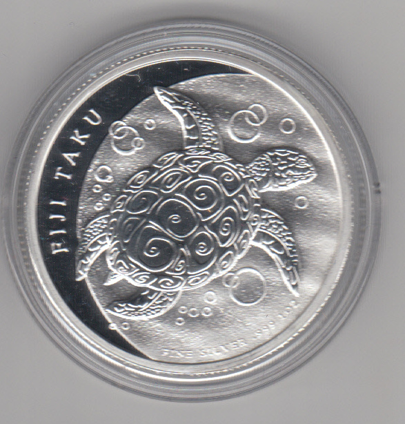 1 Unze oz 999 er Silber Fiji Taku, 2 Dollar, Schildkröte, Turtle, Jahr 2013