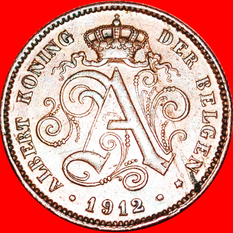 * 1831 DUTCH LEGEND (1911-1919): BELGIUM★2 CENTIMES 1912! ALBERT I 1909-1934★LOW START ★ NO RESERVE!