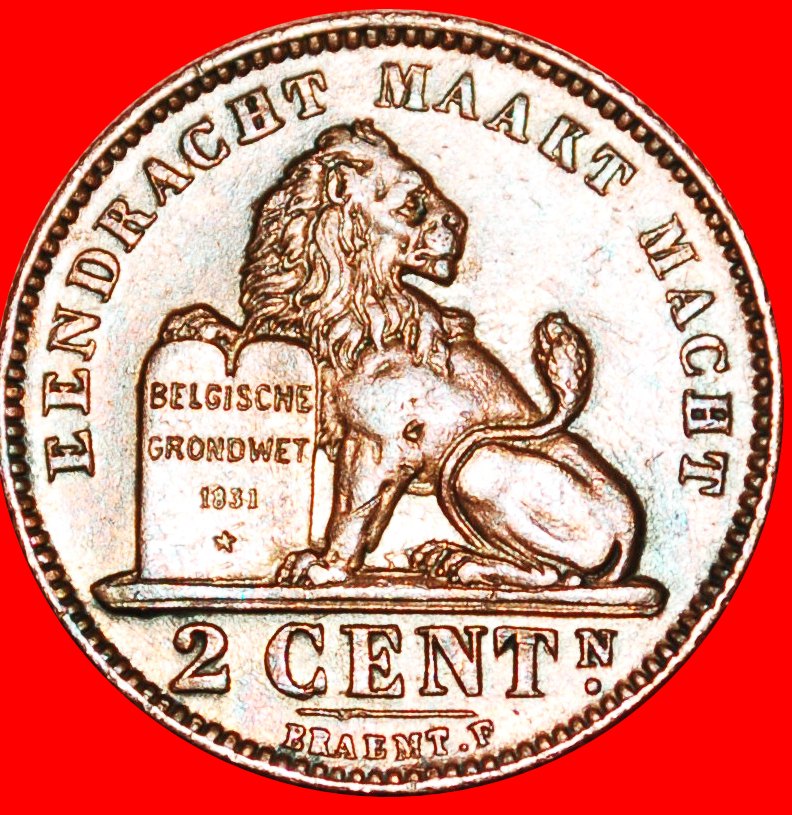  * 1831 DUTCH LEGEND (1911-1919): BELGIUM★2 CENTIMES 1912! ALBERT I 1909-1934★LOW START ★ NO RESERVE!   