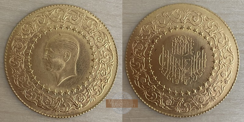 Türkei  100 Kurush MM-Frankfurt Feingold: 6,43g Kemal Ataturk 1967 