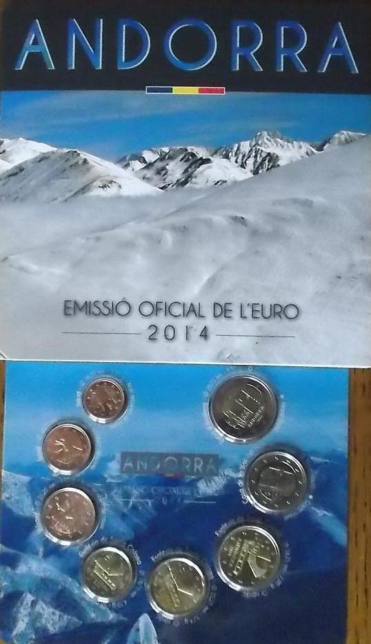  KMS Kursmünzensatz Andorra 2014 1 Cent-2€ 8 Münzen 1. Jahr unc stgl selten rar nur 70.000 Ex!   