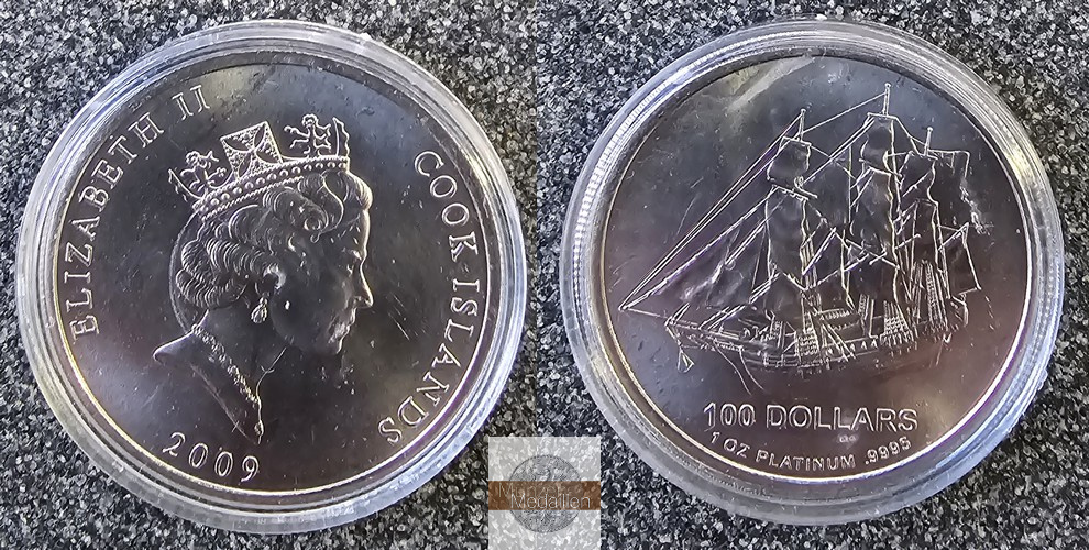 Cook Island MM-Frankfurt  Feinplatin: 31,1g 100 Dollar (Platin) 2009 