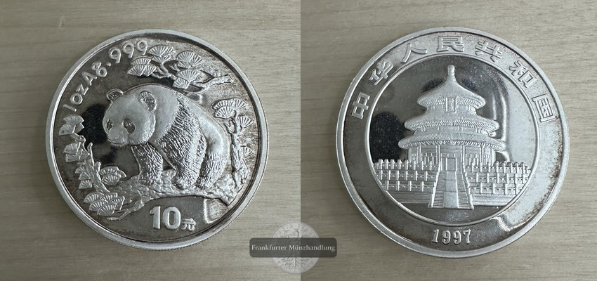  China.   10 Yuan 1997 Panda   FM-Frankfurt  Feinsilber: 31,1g   