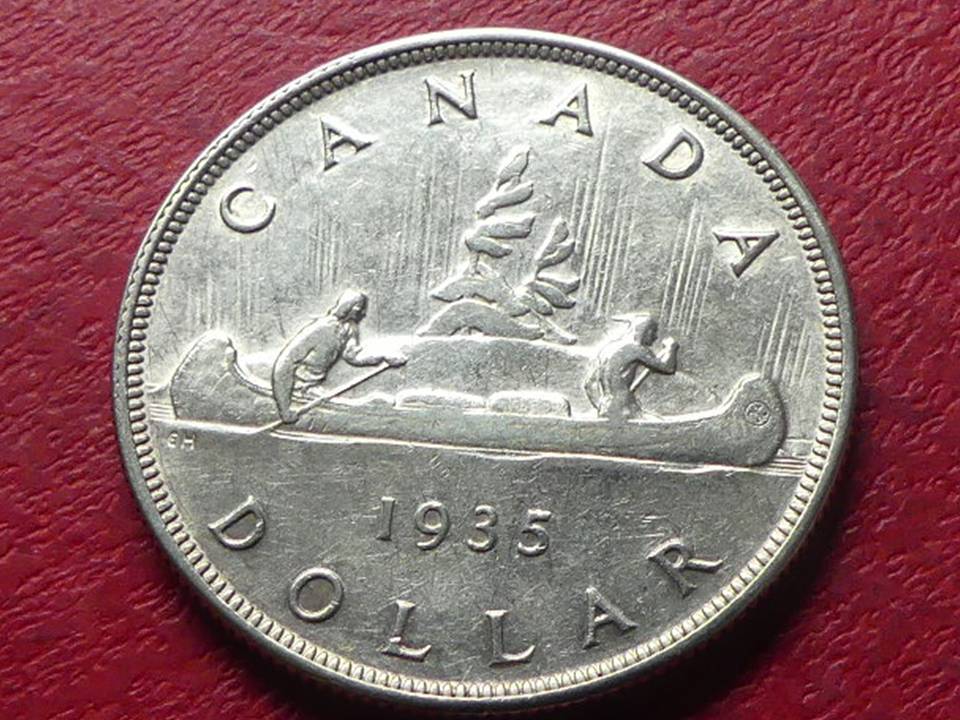  Kanada Silberdollar 1935 „Kanu“ zur Thronbesteigung George V   