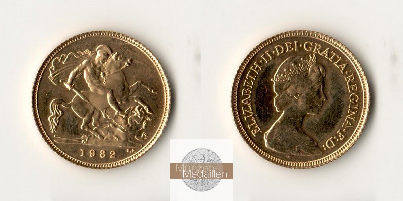 Grossbritanien 1980-1984 MM-Frankfurt Feingold: 3,65g 1/2 Sovereign 1982 