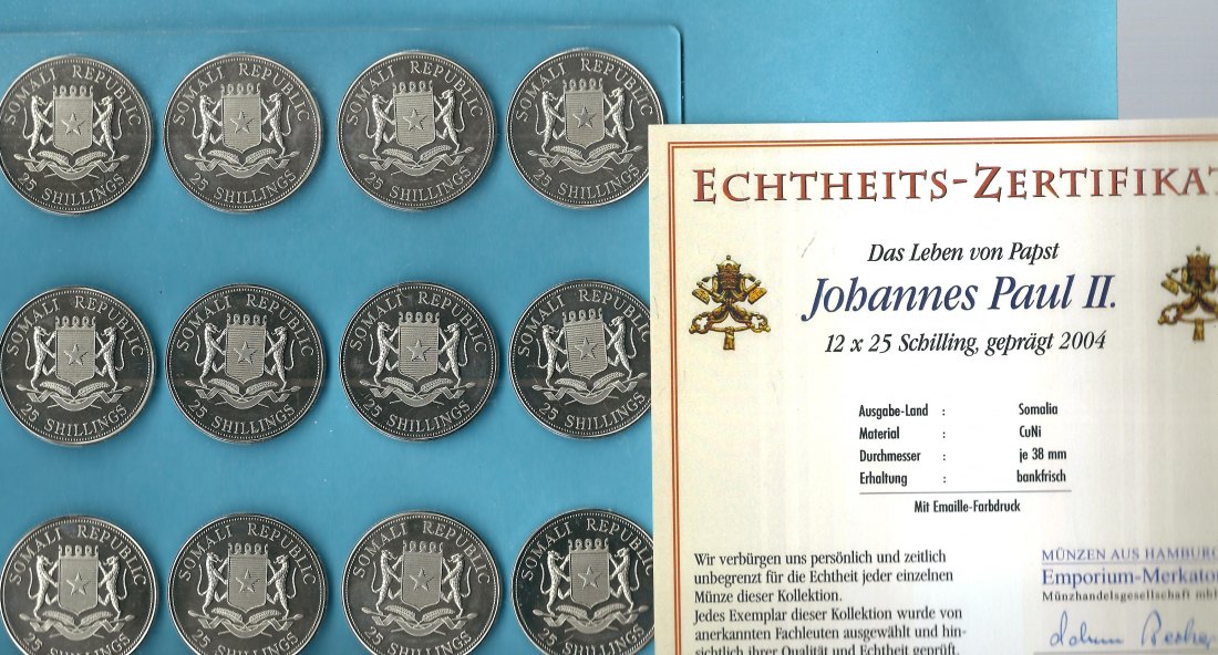  Somalia Johannes Paul II KMS  Golden Gate Münzenankauf Koblenz Frank Maurer AC803   